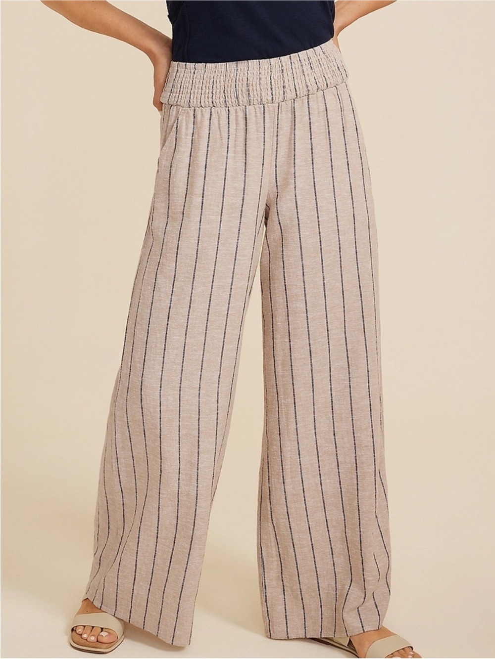 Maurices Striped High Rise Linen Palazzo Pant XL NWT - Picture 2 of 4